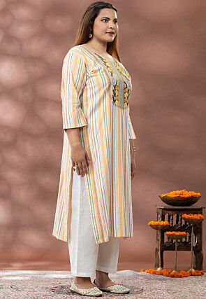 Printed Pure Cotton Straight Kurta in Multicolor