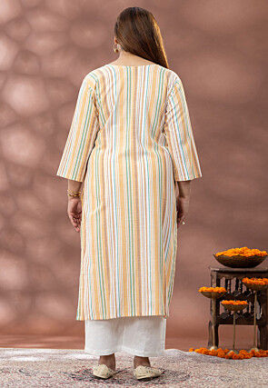 Printed Pure Cotton Straight Kurta in Multicolor