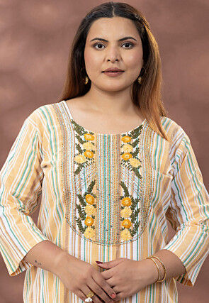 Printed Pure Cotton Straight Kurta in Multicolor