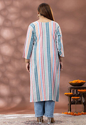 Printed Pure Cotton Straight Kurta in Multicolor