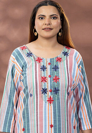 Printed Pure Cotton Straight Kurta in Multicolor