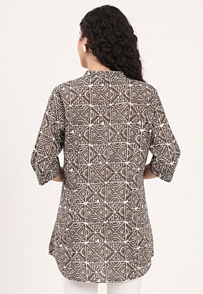 Printed Pure Cotton Top in Fawn