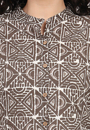 Printed Pure Cotton Top in Fawn