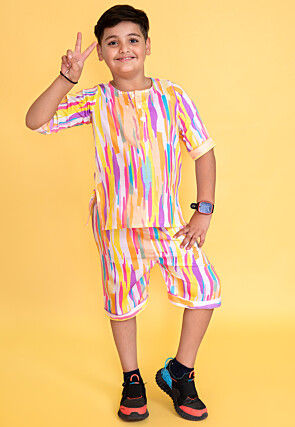 Printed Pure Cotton Top Set in Multicolor