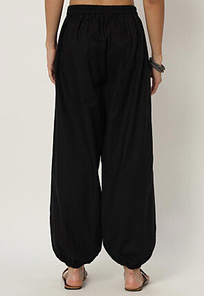 Printed Pure Cotton Trouser in Black