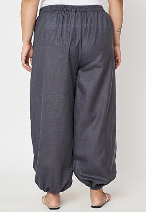 Printed Pure Cotton Trouser in Grey