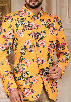 Printed Quilted Scuba Suit Set in Mustard