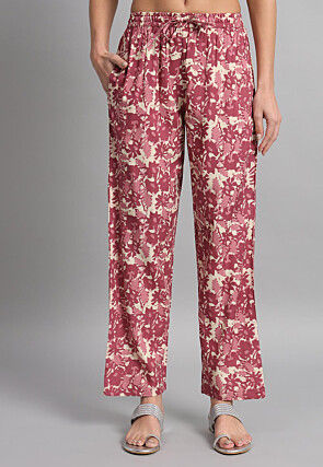 Printed Rayon Co Ord Set in Old Rose