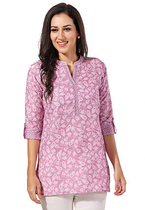 Printed Rayon Kurti in Pink