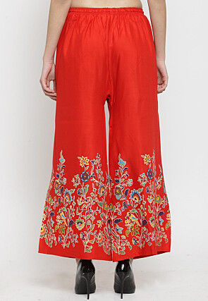 Printed Rayon Palazzo in Red