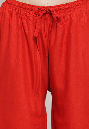 Printed Rayon Palazzo in Red