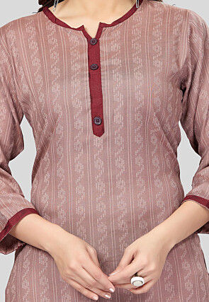 Printed Rayon Straight Kurti in Old Rose