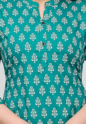 Printed Rayon Tunic in Teal Green