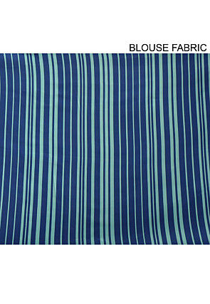 Printed Satin Saree in Blue