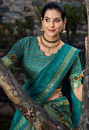 Printed Tussar Silk Lehenga in Grey