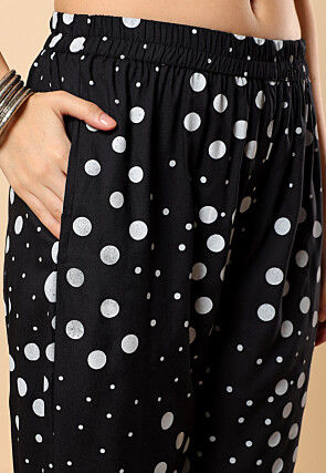 Printed Viscose Cotton Co Ord Set in Black