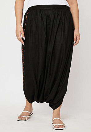 Printed Viscose Haram Pant in Black