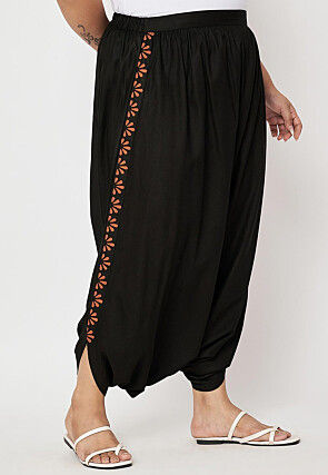 Printed Viscose Haram Pant in Black