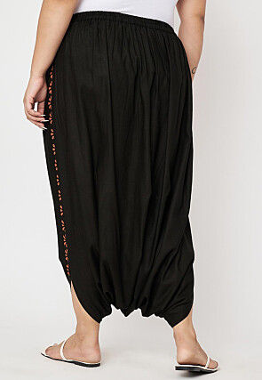 Printed Viscose Haram Pant in Black
