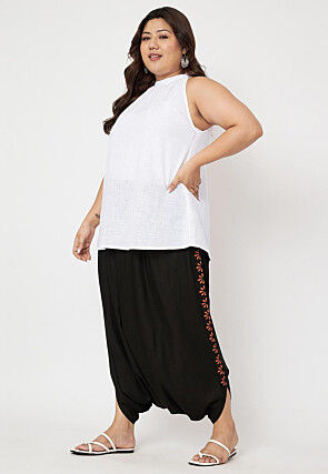 Printed Viscose Haram Pant in Black