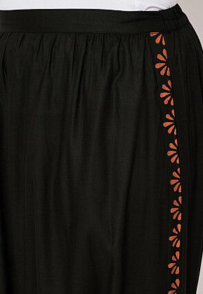 Printed Viscose Haram Pant in Black