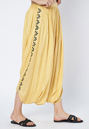 Printed Viscose Rayon Cowl Patiala in Beige