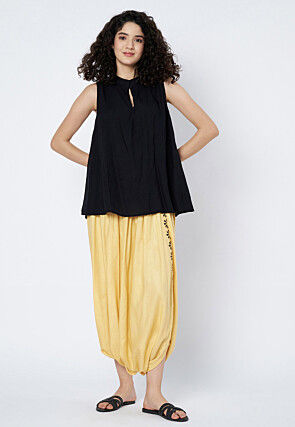 Printed Viscose Rayon Cowl Patiala in Beige