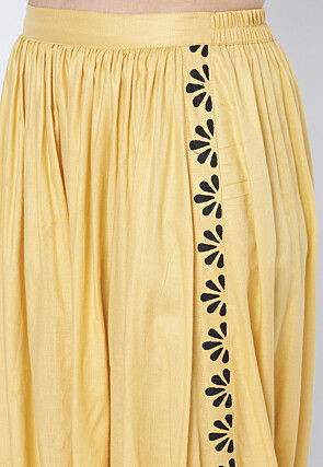 Printed Viscose Rayon Cowl Patiala in Beige