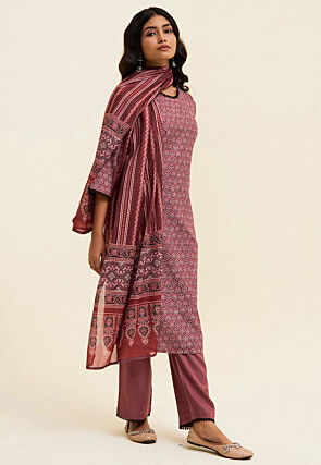 Printed Viscose Rayon Pakistani Suit in Purple