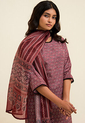 Printed Viscose Rayon Pakistani Suit in Purple