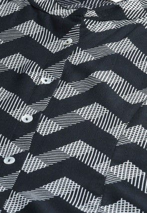 Printed Viscose Rayon Shirt in Black