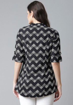 Printed Viscose Rayon Shirt in Black