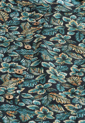 Printed Viscose Rayon Shirt in Black