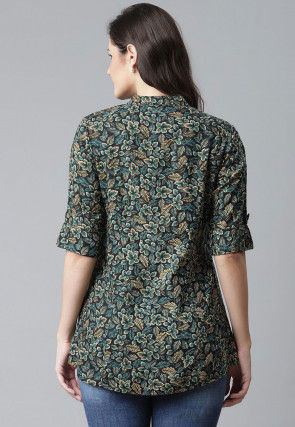 Printed Viscose Rayon Shirt in Black