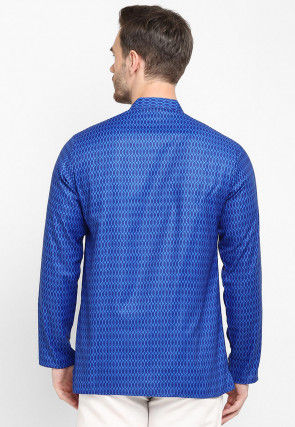 Printed Viscose Short Kurta in Blue