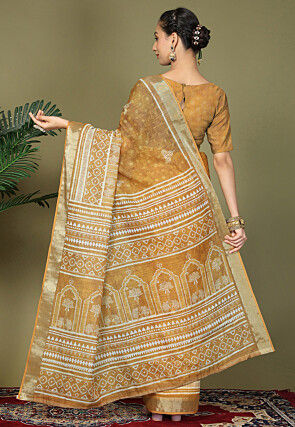 Pre-Stitched Cotton Saree in Mustard