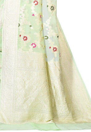 Pure Banarasi Georgette Silk Handloom Saree in Light Green