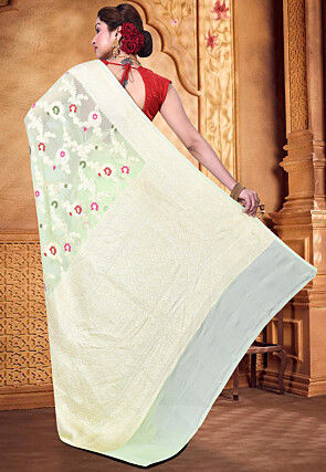 Pure Banarasi Georgette Silk Handloom Saree in Light Green