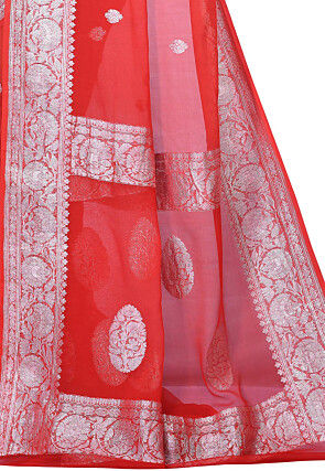 Pure Banarasi Georgette Silk Handloom Saree in Red