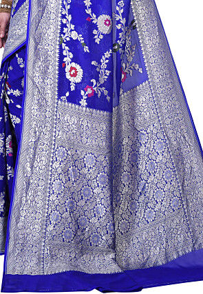 Pure Banarasi Georgette Silk Handloom Saree in Royal Blue