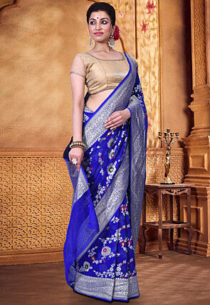 Pure Banarasi Georgette Silk Handloom Saree in Royal Blue