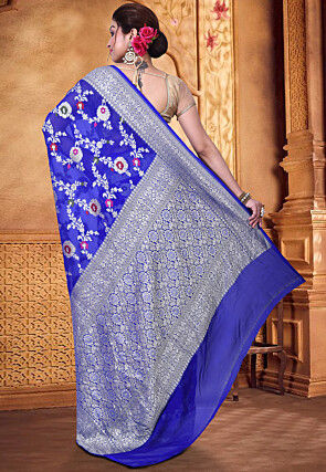 Pure Banarasi Georgette Silk Handloom Saree in Royal Blue