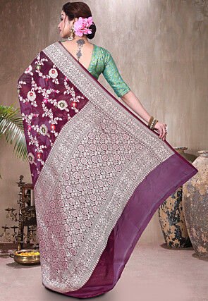 Pure Banarasi Georgette Silk Handloom Saree in Wine