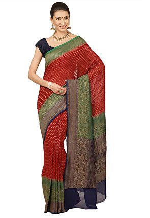 Pure Banarasi Georgette Silk Saree in Maroon