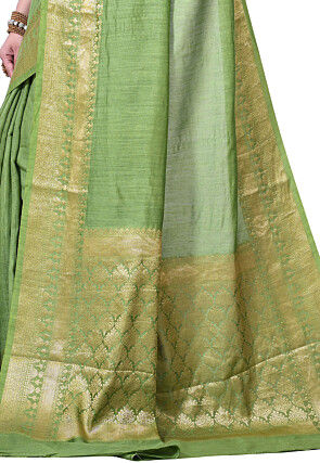 Pure Muga Silk Banarasi Saree in Dusty Green