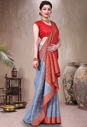 Pure Muga Silk Banarasi Saree in Grey