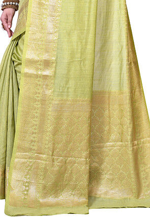 Pure Muga Silk Banarasi Saree in Light Green