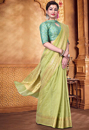 Pure Muga Silk Banarasi Saree in Light Green
