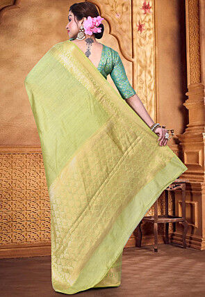 Pure Muga Silk Banarasi Saree in Light Green