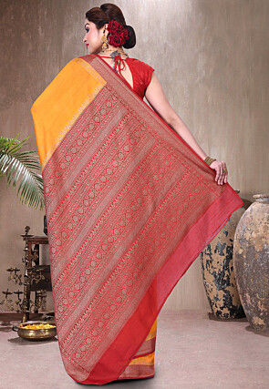 Pure Muga Silk Banarasi Saree in Mustard